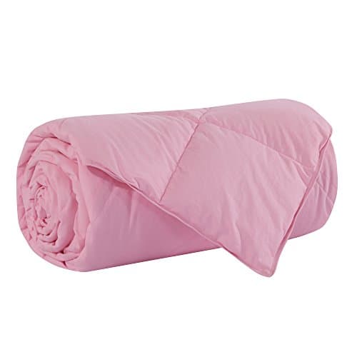 Summer Lightweight 100% Hungarian White Goose Down Comforter, Solid Pink (CAL King(108x98 inch))