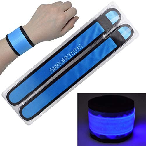 AMNQUERXUS LED Glow Slap Bracelets, Light Up Wristbands Flashing Arm Wrist Bands High Visibility Safety Gear Lights for Cycling Walking Running Concert Camping Outdoor Sports-Fits Women, Men & Kids