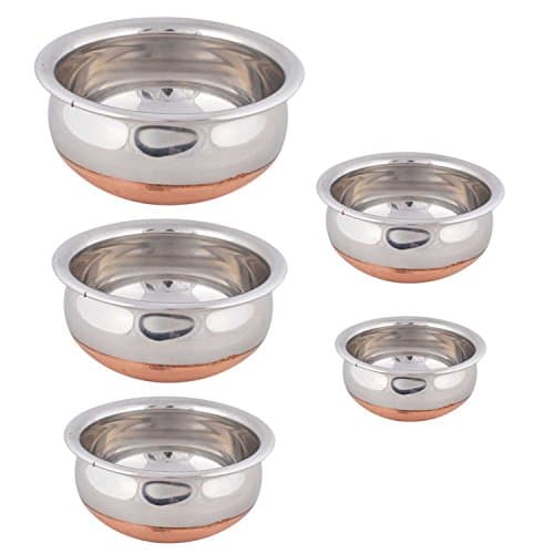 Indian Gifts Store HANDI COOKWARE 5 Pcs. Set - COPPER BOTTOM by Visvabhavanah