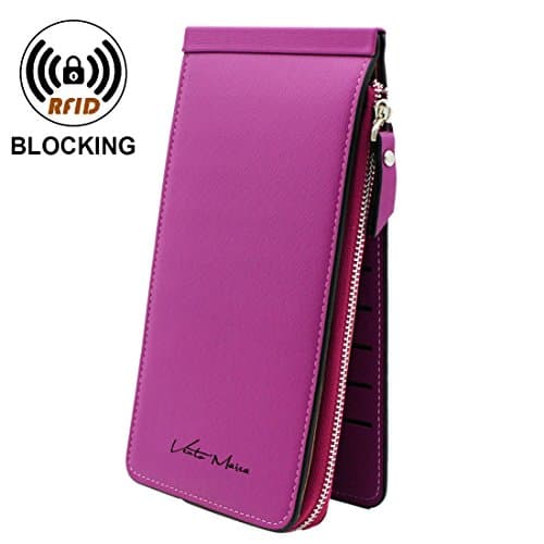 VentoMarea RFID Blocking Wallet Slim Leather Multi Card Organizer Wallet Long Zipper Pocket Purse for Men, Women