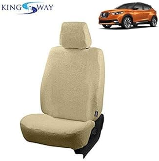 Kingsway® Kicks Seat Cover for (Year 2018 to 2023) All Model, Towel Fabric Car Seat Covers Compatible with Nissan Kicks, Complete Set (Car Specific Front + Rear Seat Covers), Beige Color