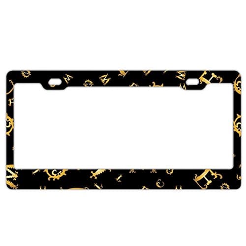 EXMENI Gold Alphabets License Plate Frame Theft-proof Frames Stainless Steel Board Frames