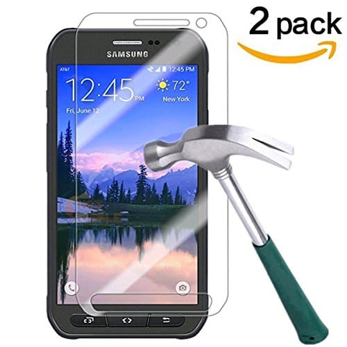 Galaxy S6 Active Glass Screen Protector Set By GTRADE [2-Pack] Tempered Glass Touch Screen Covers - Anti Bubble &amp; Scratch Resistant - Oleophobic Coating - Clear HD 99.9% Transparency