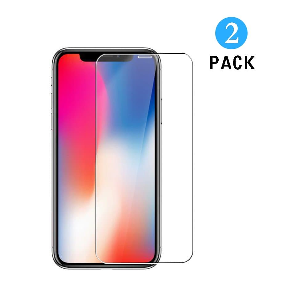 [2-Pack] iPhone X Screen Protector Glass, WEOFUN Tempered Glass Screen Protector Protective Film for iPhone X/iPhone 10 [0.15mm Ultra-Clear 9H Hardness] - Transparent