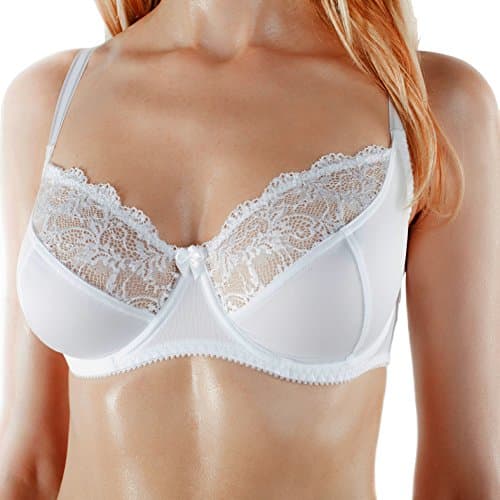fruitVogue Women's Full Coverage Underwire Without Padding Lace Embroidery Bra 40 DD White (SL_550_90E)
