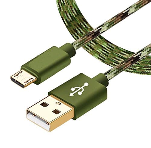 Micro USB Cable Nylon Braid 3 FEET Long SYNC Data Cable for Samsung Galaxy S4 S5 S6 Edge S7,Note 3 4 5,Nexus,HTC,LG - CAMOUFLOGE Green