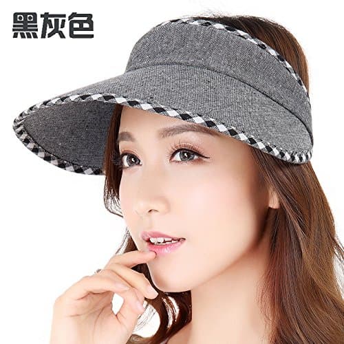 RangYR Women's Hat Ms Cap Multifunctional Summer Sun Visor Cap Cotton Sun Hat Collapsible Beach Casual Cap Adjustable Size Black Grey