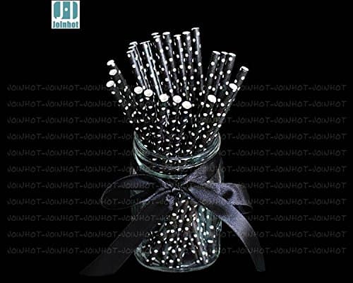 25pcs/lot Black Point Dot Paper Drinking Straws Drinking Tubes Party Supplies Halloween Decoration