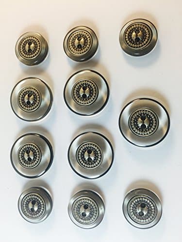 Grey Lucite Button Set -Tailored 2 Hole- Center Silver ~ for Blazer, Suits, Sport Coat, Uniform, Jacket, Dresses 11 Pc.