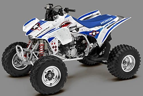 Honda TRX 450R Graphics Kit - War Machine, Blue Background, Silver Design ('08 &amp; Newer)