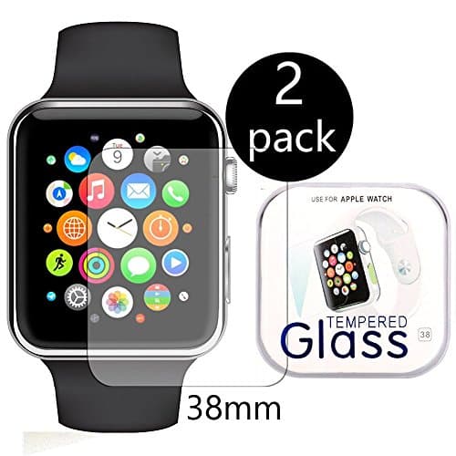 [2-Pack] Apple Watch 38mm Smart Watch Screen Protector, Xinplas [Tempered Glass] 9H Hardness, Anti-Scratch, Anti-Fingerprint