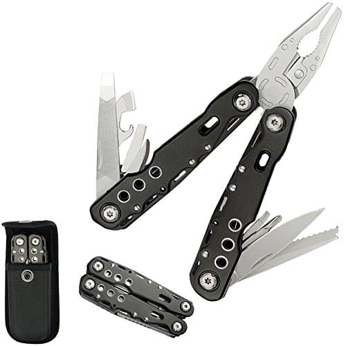 Multitool Plier Stainless Steel 14 in 1 Portable Multitool with Nylon Sheath, Plier, Saw, Bottle &Can Opener, Screwdriver, Knife and Metal File-black by XuCoo