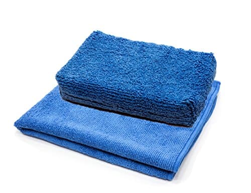 Super Detail Inc Microfiber Sponge Applicator &amp; Plush Microfiber Rag Towel Set – Ultra Soft &amp; Perfect Size – Perfect as Dish Cleaning, Auto Detailing, Wiping Sponge - No Scratches &amp; 100% Lint-Free