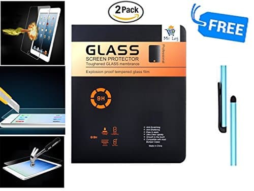 New iPad 2017 9.7 Inch/iPad Pro 9.7/iPad Air/iPad Air 2 Tempered Glass Screen Guard Protector by Mc Loj With Free Stylus Pencil - Pack of 2