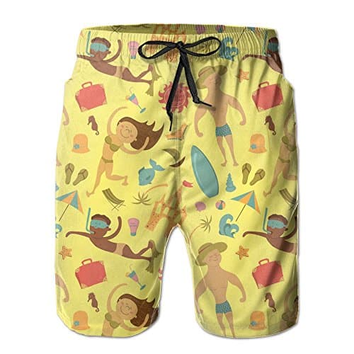 KKZOQ Beach Vacation Basic Swim Trunk Printed Beach Shorts For Men Funny Sports Pants