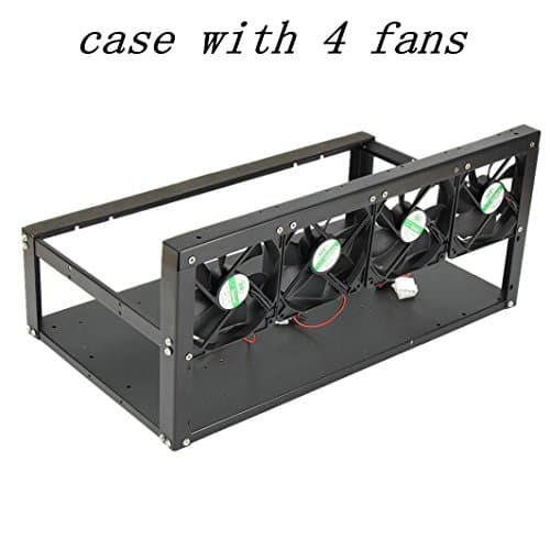 Sentinel 6 GPU Mining Case, Stackable Mining Case Rig Open Air Frame For ETH/ETC/ ZCash (With 4 Fans)