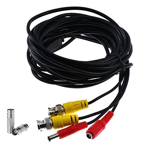 10M(32.8Ft)BNC DC Extension Cable,Pre-made All-in-One Video Power Full-Copper Wire Cord Prefect for CCTV Surveillance DVR Camera Monitoring System,2PCS BNC Female Connector,Length More Choices-Black