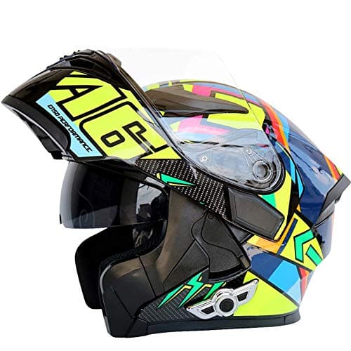 LYJNBB Motorcycle Bluetooth Full Face Helmets, Modular Flip up Dual Visor Anti-Fog Adult Helmet Motocross,Built-in Speaker Headset Microphone for Automatic Answering, DOT Certification