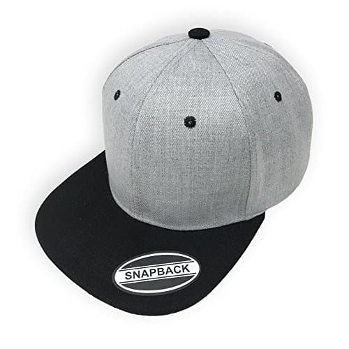 GREAT CAP Blank Adjustable Snapback Baseball Cap by Classic Flat Bill Visor Hat Snapback Daily Fashionable Cap - Grey/Black