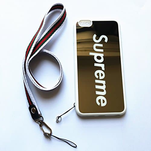 iPhone 6 Plus and 6S Plus Supreme Case,Wellfun Reflective Mirror Case Jumpman Cover with Soft Neck Lanyard.Shockproof Resistant Case for iPhone 6 Plus and 6S Plus Case 5.5 Inch. (White)