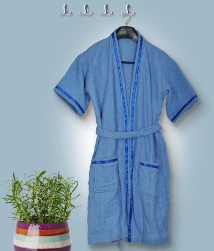 S Kumars Love Touch Cotton Bath Robe (Blue, Medium Size, 5 to 7 Years)