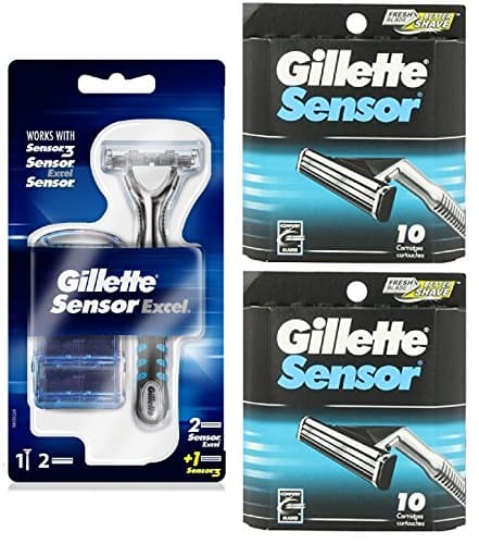 Gillette Sensor Excel Razor w/ 2 Sensor Excel Cartridges &amp; 1 Sensor3 Cartridge + Sensor 10 Ct. Refill Blades w/ FREE Loving Care Packette (2 Pack)