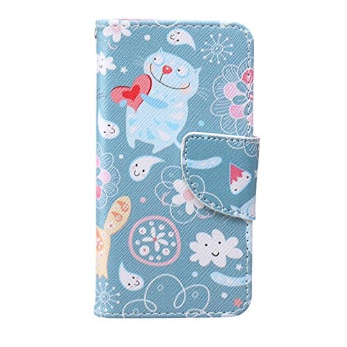 iPod Touch 5 Case, iPod Touch 6 Case, Shanmei PU Leather Folio Wallet Flip Case, [Stand Feature] [Card Slots] [Magnetic Closure] Cover Case for Apple iPod Touch 5th 6th Generation (Love Heart Cat)