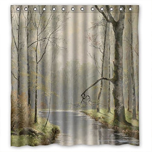 NASAZONE Width X Height / 66 X 72 Inches / W H 168 By 180 Cm Beautiful Scenery Landscape Painting Bathroom Curtains Polyester Fabric Ornament And Gift To Teens Birthday Kids Couples Hote