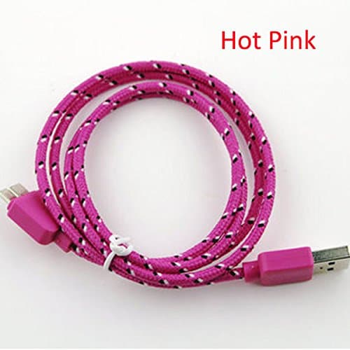 Pengaz Braided 6ft Micro USB 3.0 Charger Sync Data Cable (Hot Pink)