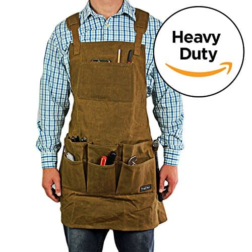 Smith Forge Heavy Duty Waxed Canvas Work-Shop-Tool Apron (Brown)