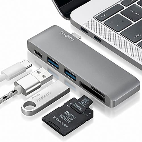 USB Type C Hub Aluminum Adapter 5 in 1 Multi-Port Combo Converter with USB-C Charging Port, Type-C Pass Through, 2 USB 3.0 Ports, SD/Micro Card Reader for 2015/2016 MacBook and more (Space Grey)