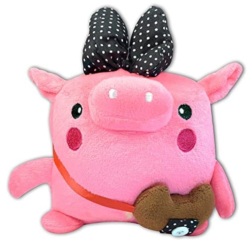 7" Red Pig With Big Dot Bow & Messager Bag Soft Plush Stuffed Animal Suction Cup Cute Toy New