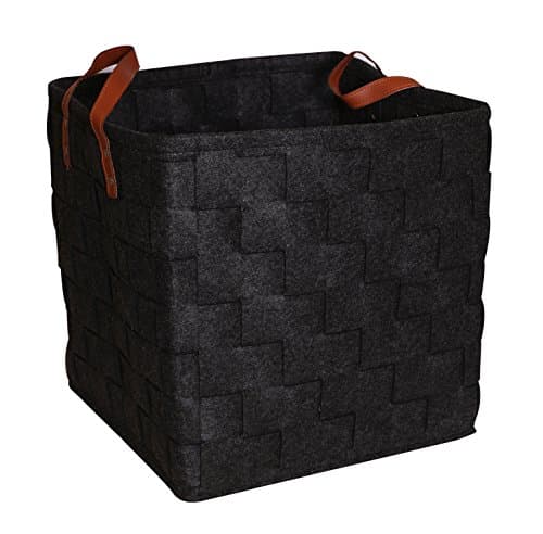 Felt Storage Baskets, Estorager Large Fabric Folding Knitted Containers Cubes (Big-DarkGray)