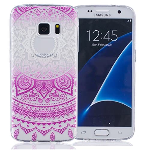 Samsung Galaxy S7 Edge Case,Galaxy S7 Edge Case,[Elegant Series] Full Protective Case Slim Flexible Soft TPU Gel Rubber Cases Cover Skin for Samsung Galaxy S7 Edge (Rose Mandala)