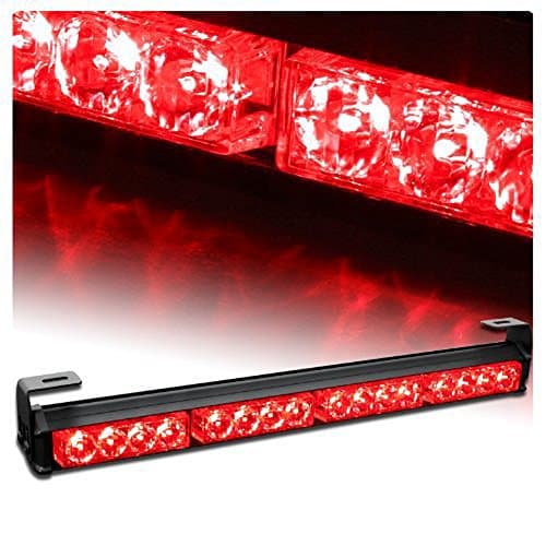 18" 16 LED Emergency Strobe Light Bar for Advisor Vehicle Traffic Warning with 7 Flashing Modes - Red