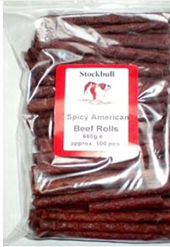 SPICY AMERICAN BEEF ROLLS - APPROX. 100 PER PACK – TRAINING – DOG TREAT – 1, 3 OR 6 PACKS (2 PACKS)