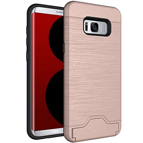 TOPOZ Galaxy S8 Plus case Dual Layer Advanced Shock Absorption Protective with Card Holder and Kickstand Wallet Case Heavy Duty Bumper for Galaxy S8 Plus: