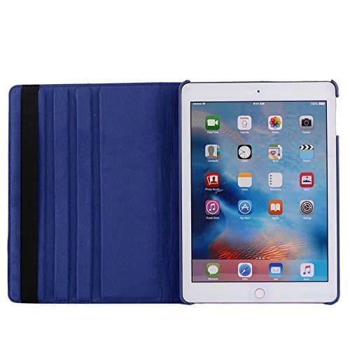 New iPad 9.7 inch 2017 Case,BearDaDa [Lightweight] 360 Degree Rotating Stand PU Leather Cover with Auto Sleep/Wake Function for iPad 9.7 inch 2017 - Blue