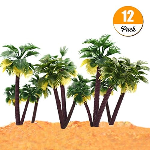 YEDREAM Modle Trees Plastic Artificial Miniature Coconut Palm Tree Layout Rainforest Ornaments Building Train Railways DIY Scenery Landscape 3.3-6.3 inch (12pcs)