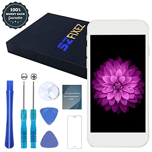 Screen Replacement Kit for iPhone 6S Plus, 5.5 Inch LCD Screen Assembly with Touch Screen Digitizer + Repair Tools + Tempered Glass Screen Protector for Easy DIY (iPhone 6S plus White)