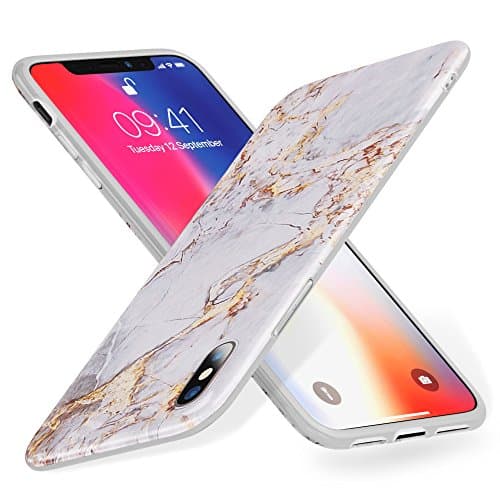 iPhone X Case, iPhone X Marble Case, MERCDON Slim Fit Soft Flexible TPU Rubber Silicone Gel Marble Pattern Phone Case Cover for Apple iPhone X (2017 Release) (Luxe Affair)