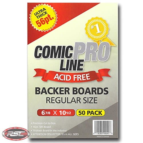 Comic Pro Line Backer Boards Ultra Thick 56pt"Regular" Size Measures 6-7/8" x 10-1/2"