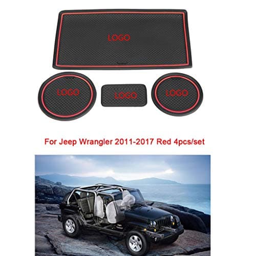 Zerama 4pcs/set Car Storage Box Cup Holder Interior Non-slip Groove Pad Mat Replacement For Jeep Wrangler 2011-2016