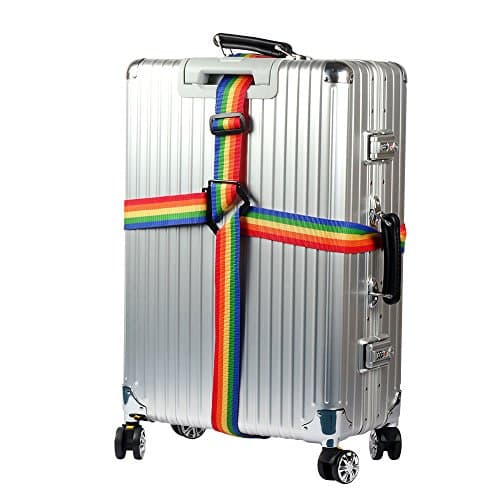 Xunbin Luggage Strap TSA Approved Combination Lock Adjustable long cross Suitcase Travel Belt(Color weaving cross band)