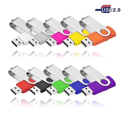 HKUU Flash Drive 2 GB USB 2.0 10 Pcs Memory Stick Thumb Drives Pack Jump Drive Zip Drive Pack with Led Indicator(Muti Color)