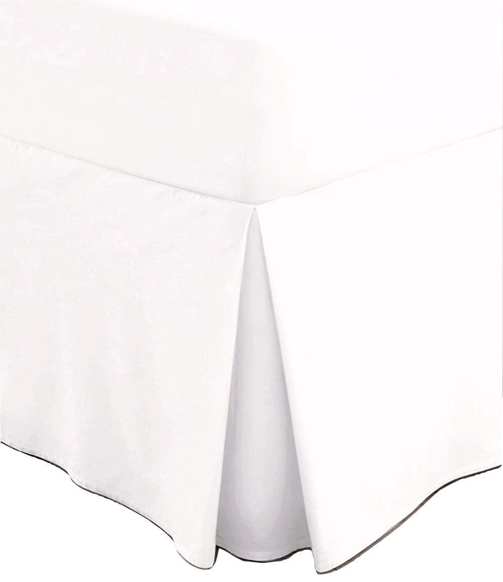 Factory2u Plain Extra Deep Box Pleated Fitted Valance Sheet 12" Box 16" Drop Superking White