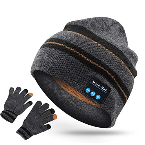Bluetooth Wireless Music Soft Hat with Gloves Warm Beanie with Stereo Headphone Speaker Wireless Mic Hands-Free Suits for Men Women Fitness Winter Outdoor Sports Christmas Birthday Gift (Suits 2)