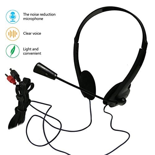 Wired Stereo Headset PC Headphone with Microphone 3.5mm Computer Earphones Noise Cancelling Business Headsets for Skype Call Center Phones PC Laptops MP3 MP4 Player Kids Men Women (headphone with mic)