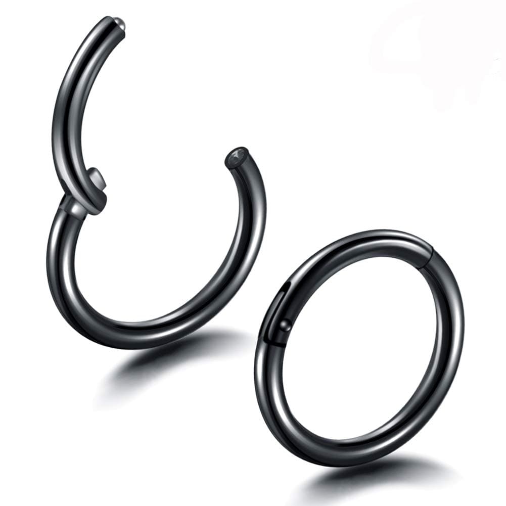 Jusway 1 Pair Titanium 1/4 (6mm) Tiny 16G (Thin) Hinged Segment Ring Hoop Earring Tragus Jewelry