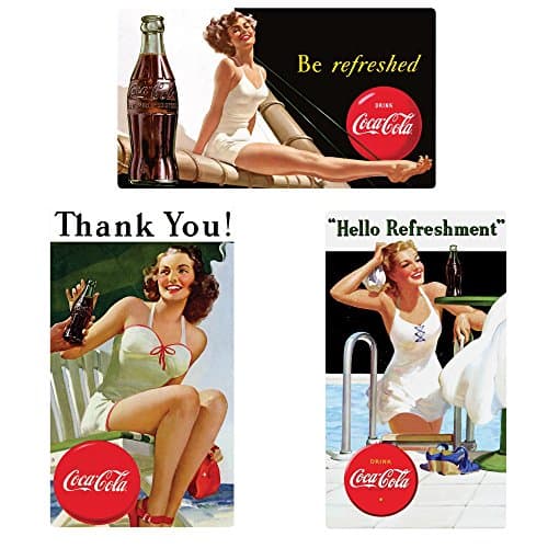 Bundle: Three (3) Coca-Cola Coke Tin Refrigerator Magnets (#2180102, 2180132 & #2180112)